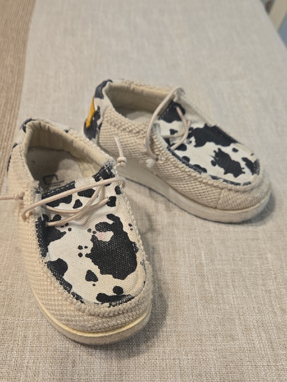 Toddler Canvas Slip-On Hey Dude in Cow Print